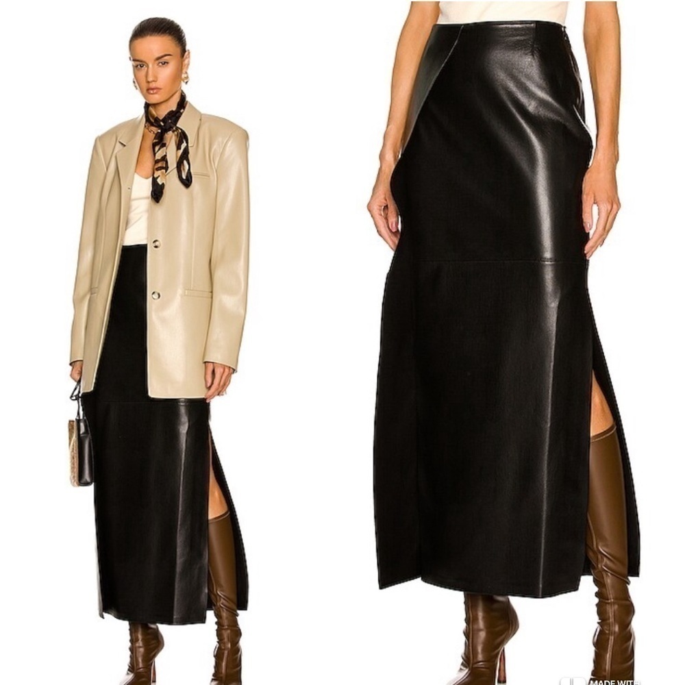 Nanushka neve vegan leather long skirt NWT